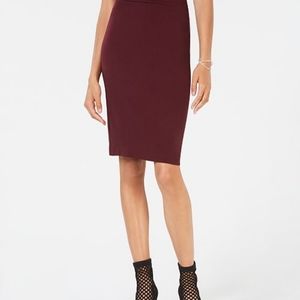 INC Pull On Burgundy Pencil Skirt